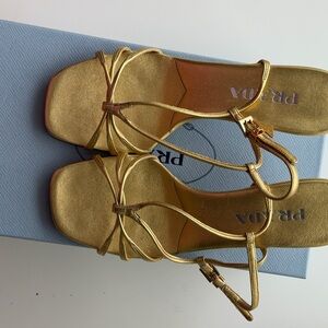 Prada Gold Strappy Sandals